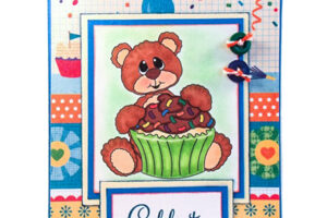 Bear With Cupcake Digital Stamp