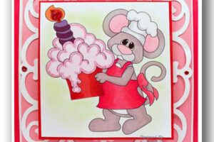 Mouse With Cupcake Digital Stamp Card